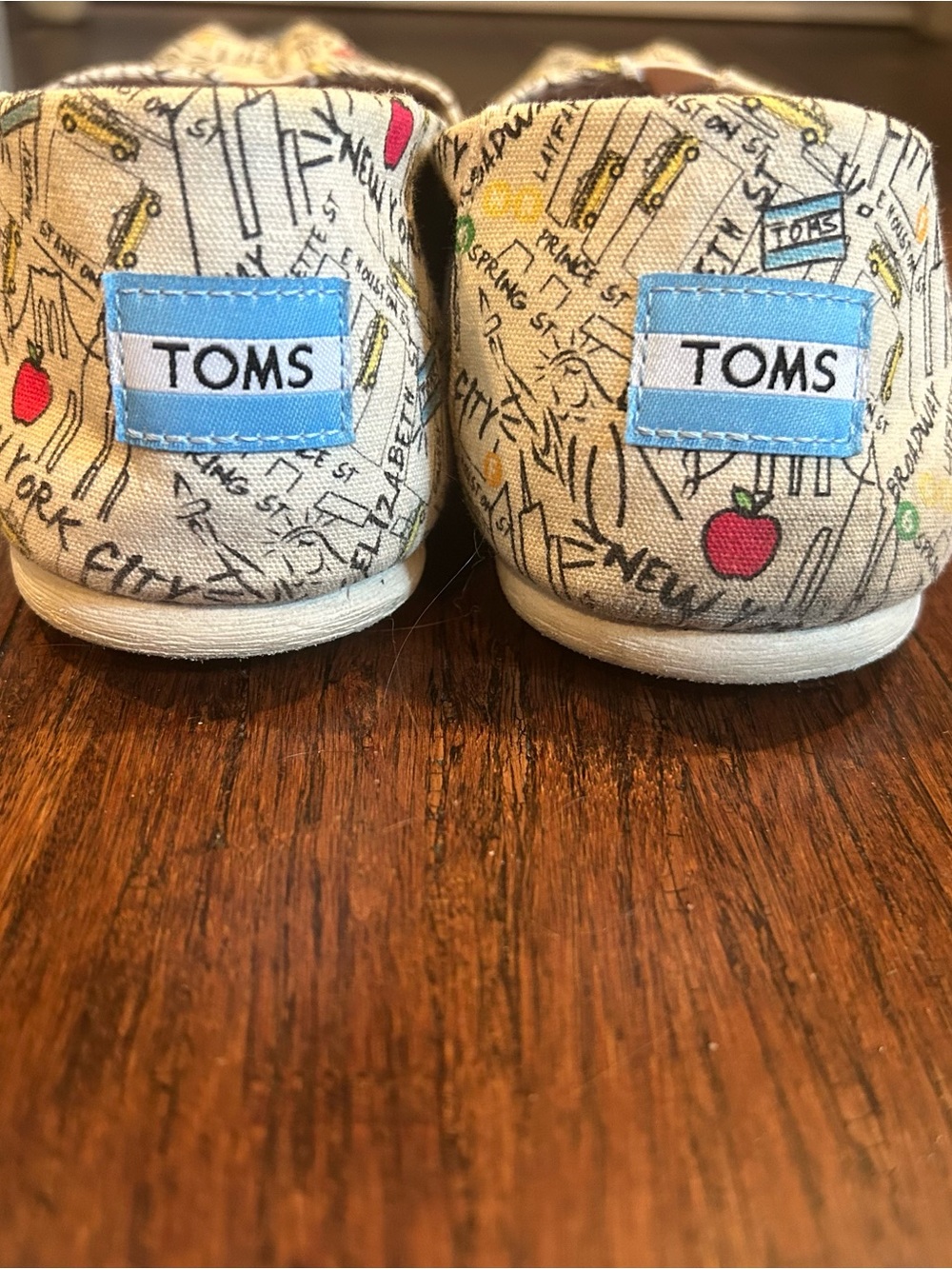 TOMS Canvas Slip-Ons with New York Map Print in Cream, Red, Yellow, Blue - Picture 6 of 10